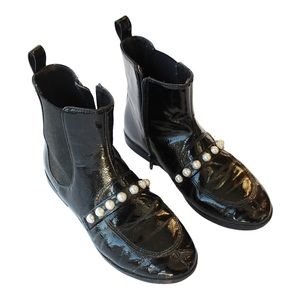 Zara Pearl Detail Pattern Ankle Boots Size 33 = 2 US (8.2 inches)